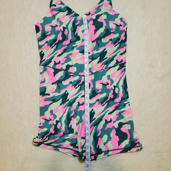 Aerie Offline One Piece Swim Shorts Top Green & Pink Size XL - Picture 4 of 8